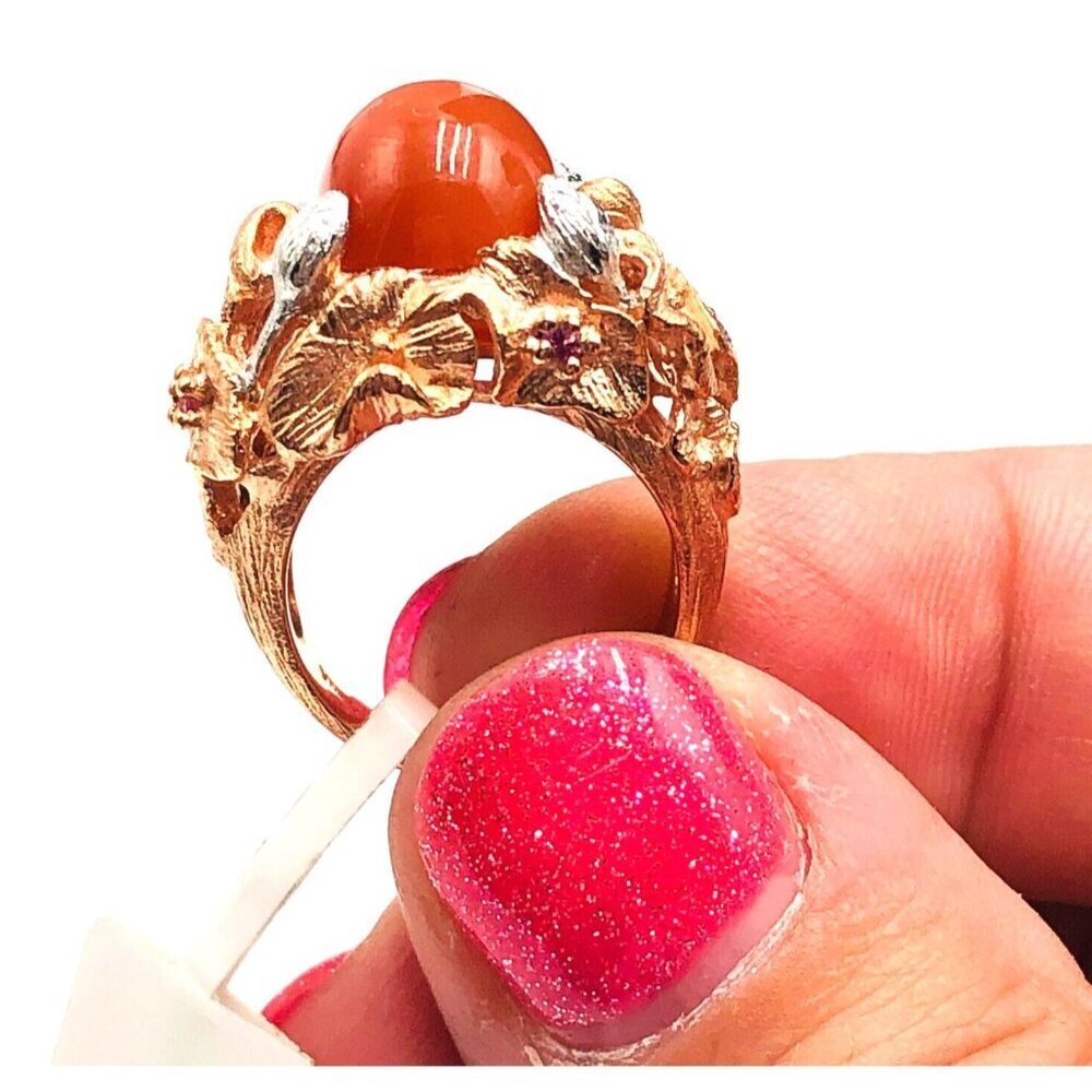 QVC Pink Moonstone Rose Gold Plated 925 Sterling Silver Ring Size 5